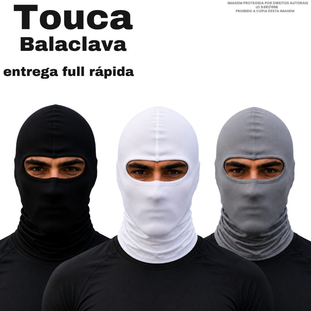 Touca Ninja Balaclava UV50+ Proteção Solar Térmica Motoqueiro Motoboy Máscara Frio Sol Toca Preta Ciclismo Corrida