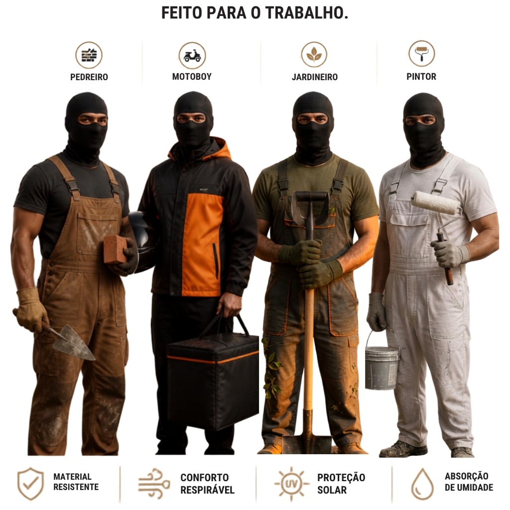 2 Touca Ninja Balaclava UV50+ Proteção Solar Térmica Motoqueiro Motoboy Máscara Frio Sol Toca Preta Ciclismo Corrida