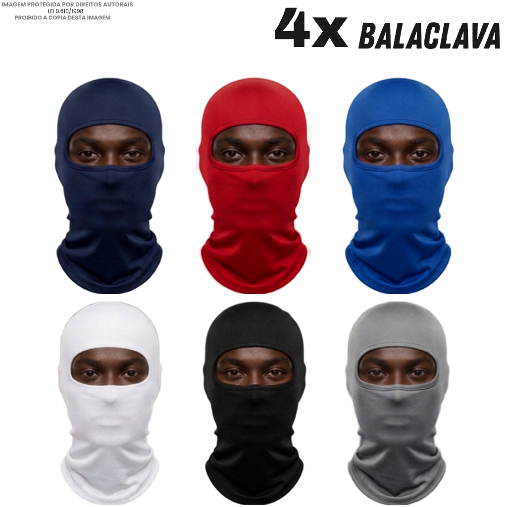 Kit 4 Touca Balaclava Ninja UV50+ Proteção Solar Térmica Motoqueiro Mascara Facial Motoboy Frio Ciclismo