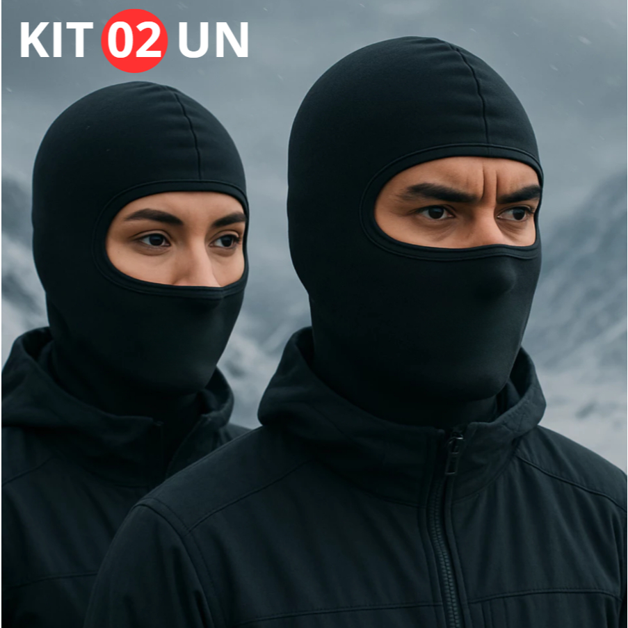KIT com 02 Toucas Ninja Balaclava Respiravel para Inverno Ciclismo Motoboy Motoqueiro com proteção uv e Frio