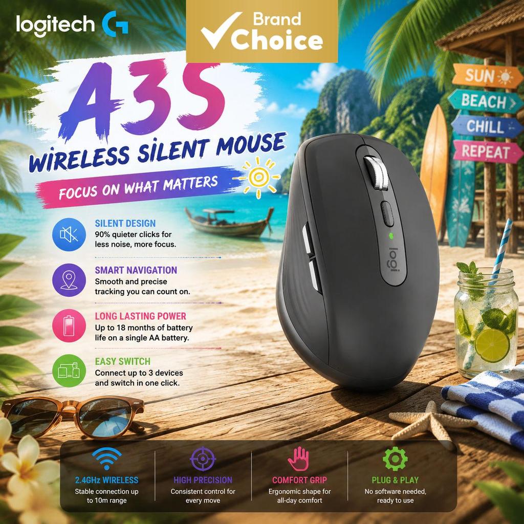 Mouse Logitech MX Anywhere 3 Sem Fio Bluetooth Recarregável Multi Dispositivo Ergonômico PC Portátil Escritório