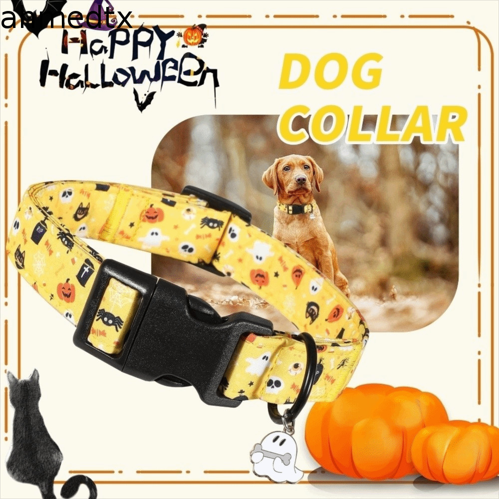 Coleira De Gato De Halloween AHMEDTXB , Decorativa Com Abóbora Fantasma De Sino , Anel De Pescoço Para Animais De Estima