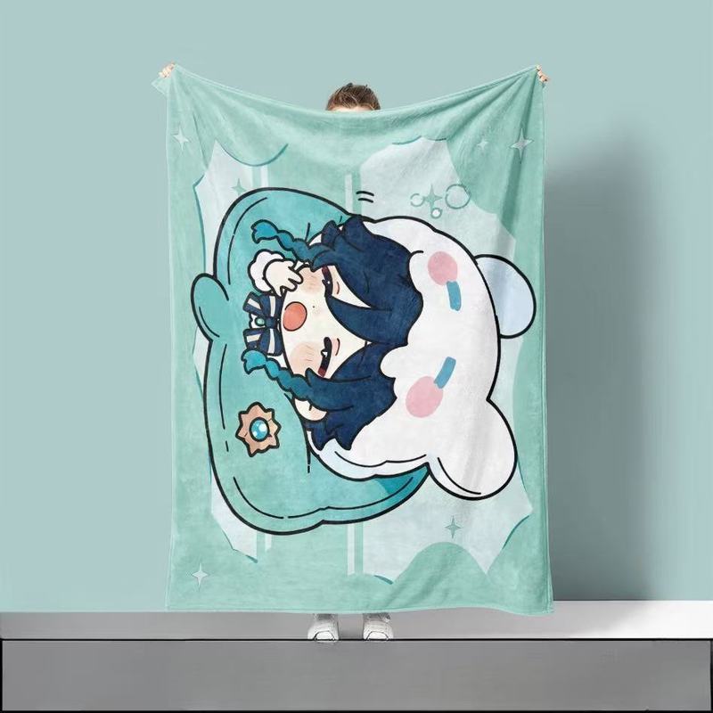 Genshin Impact Venti Flanela Cobertor Macio Anime Nap Cover Dormitório Xale Todas As Temporadas