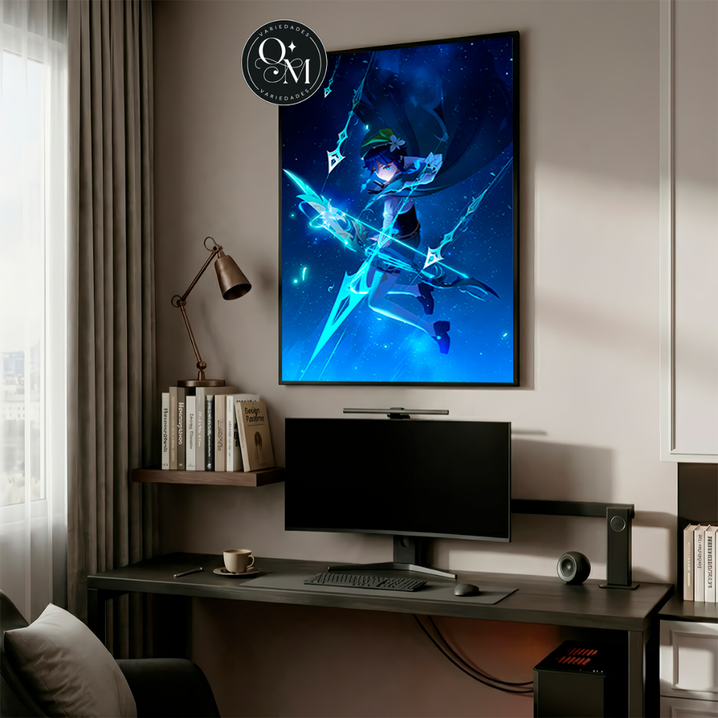 Quadro Decorativo Casa Quarto Jogo Genshin Impact Venti Arconte Anemo Varios Tamanhos Modelos 1 Peça