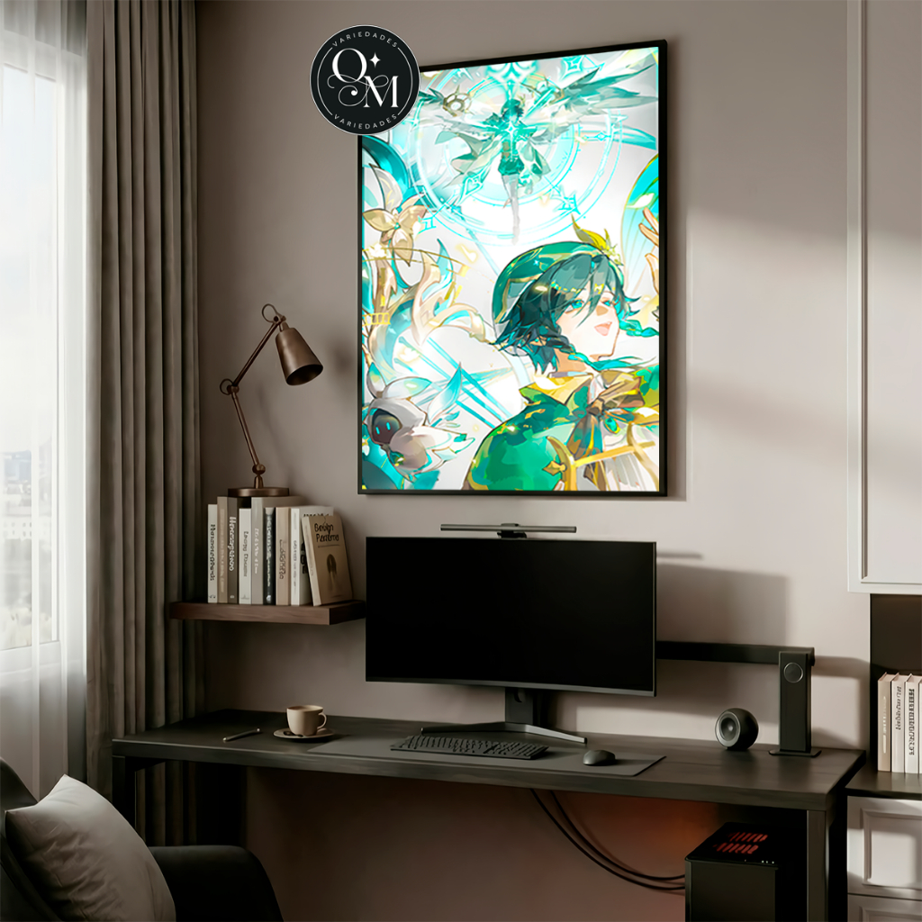 Quadro Decorativo Jogo Genshin Impact Arconte Venti Bardo Mondstadt Varios Tamanhos Modelos 1 Peça
