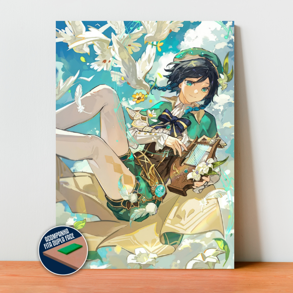 Quadro Placa Decorativa Venti Genshin Impact em MDF | 20x28cm