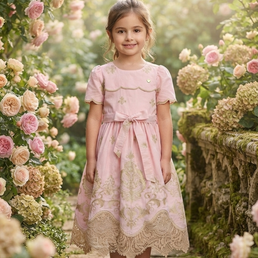 Vestido Feminino infantil, juvenil, luxuoso, elegante, laise barrado. Tamanhos: 1 ao 16