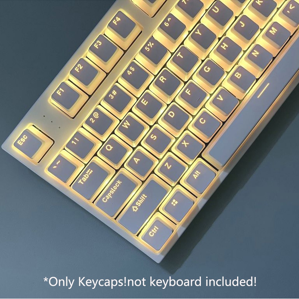 Teclas De Pudim Branco Doule Shot PBT Keycaps Translúcidos RGB Retroiluminado Perfil OEM Para Teclado