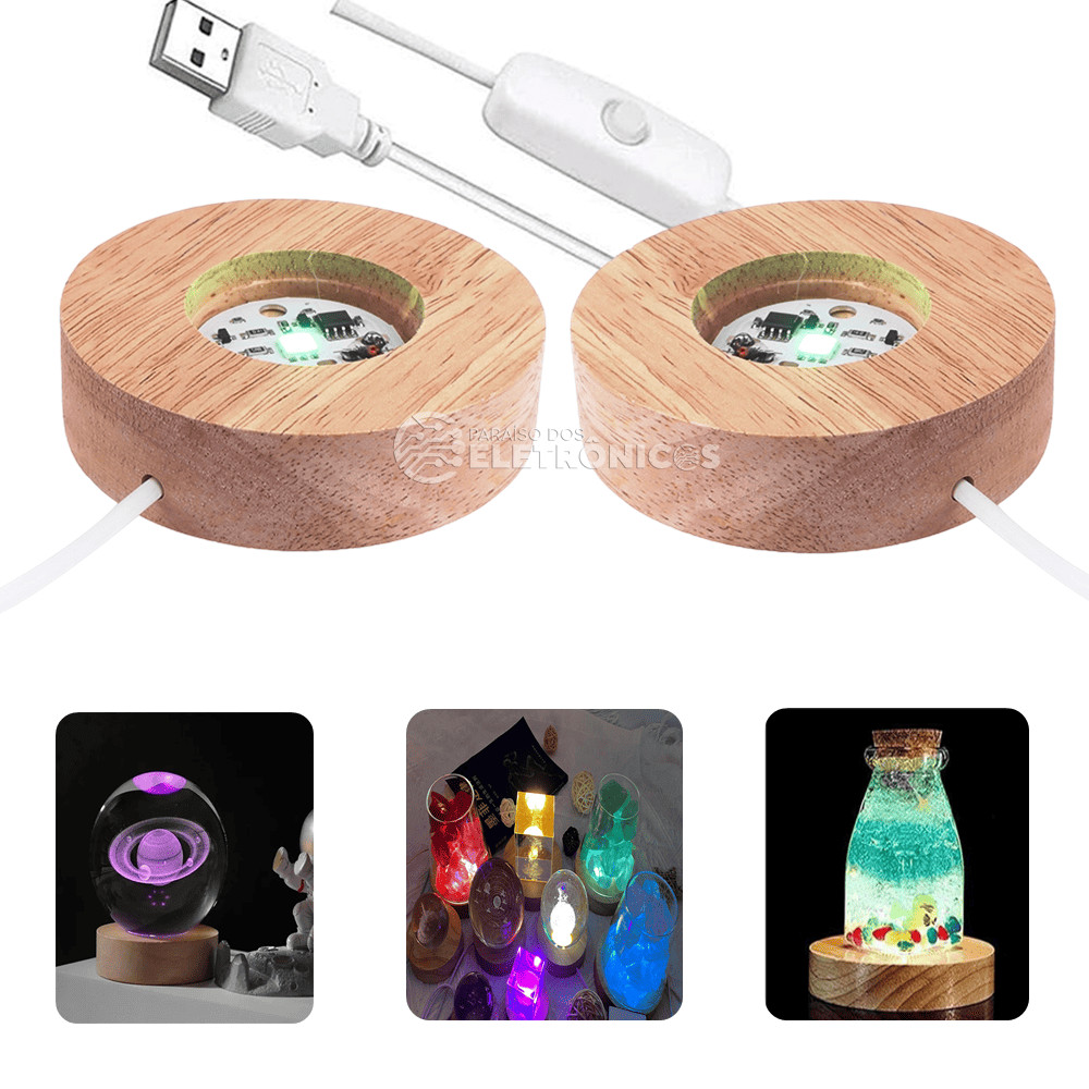 Kit 2 Bases Decoração Led Para Objetos Translúcidos RGB Colorido 23220RGB