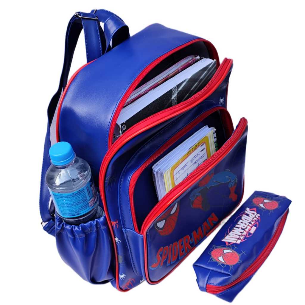 Mochila Infantil Escolar Creche Passeio Menino Homem Aranha Spider- Man em Couro Sintético