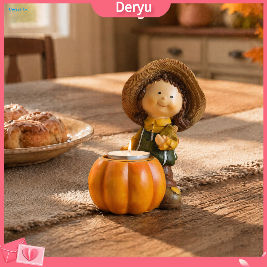 Decorative Scarecrow Pumpkin Figures Thanksgiving Table Decor Autumn Harvest Figurine Ornament – Halloween Resin Turke