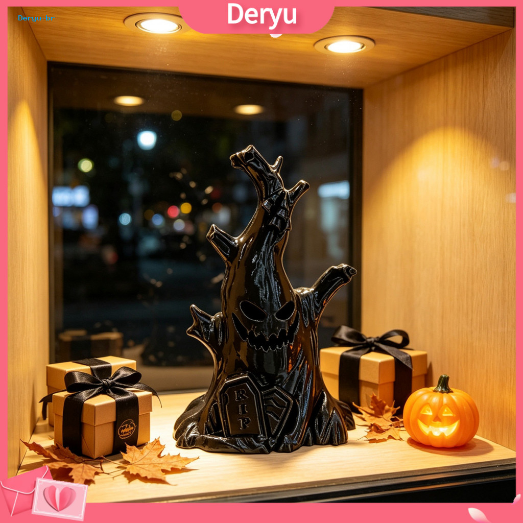Halloween Table Decor Desktop Festival Ornament Spooky Tree Figurine 3d Printed Withered Led for Indoor Tabletop Mantel
