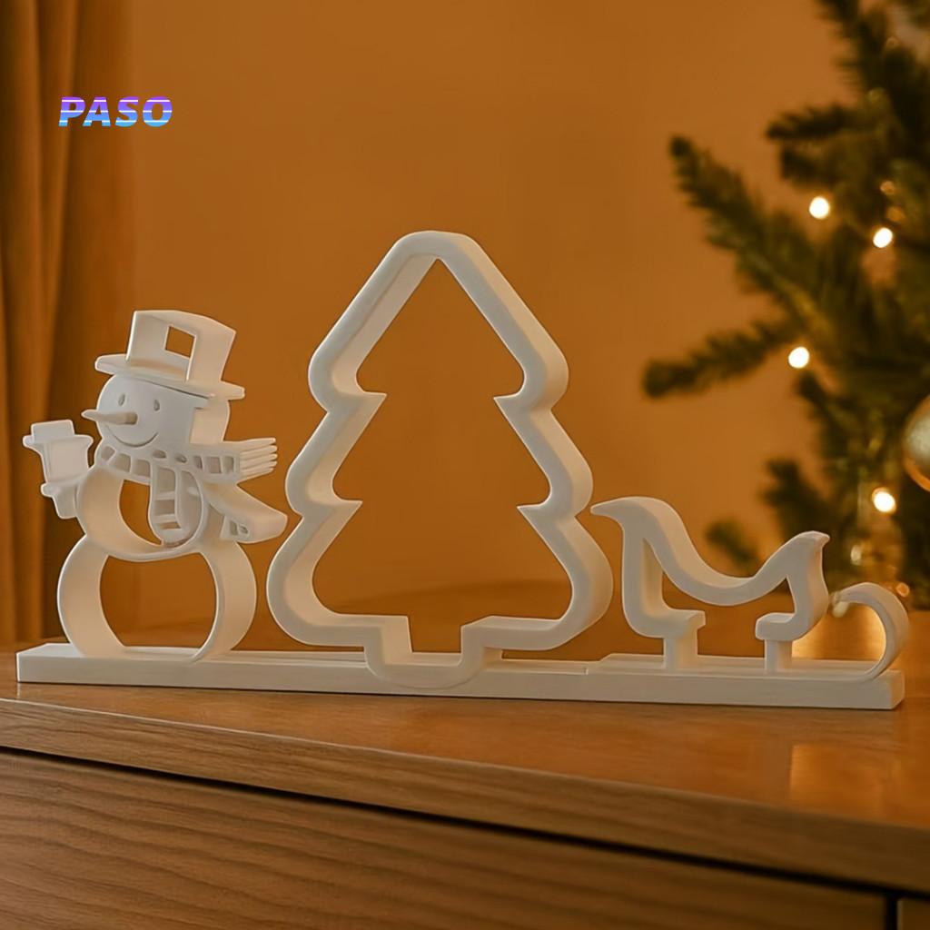 3d Printed Christmas Decor Table Decorations Snowman Tree Sleigh Ornament – Minimalist Nordic Style Holiday Tabletop f