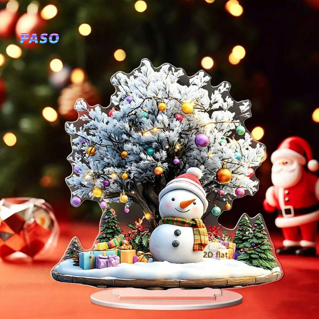Christmas Table Decorations Winter Wonderland Home Decor Village Houses Decoration 2d Acrylic Snow Scene Ornaments Festi