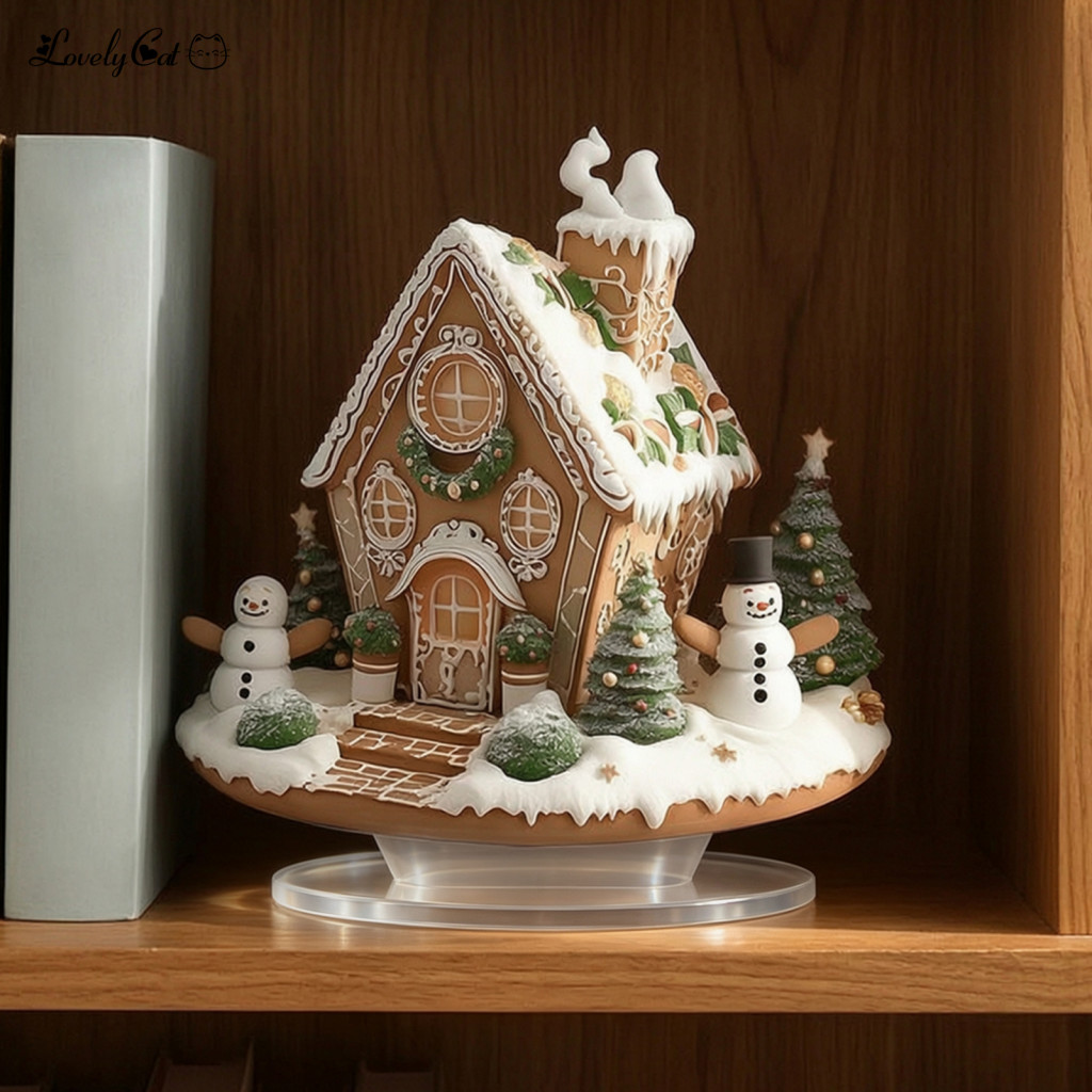 Christmas Gingerbread House Decor Tabletop Decorations Waterproof Acrylic Table – Tree Ornaments Festive for Room