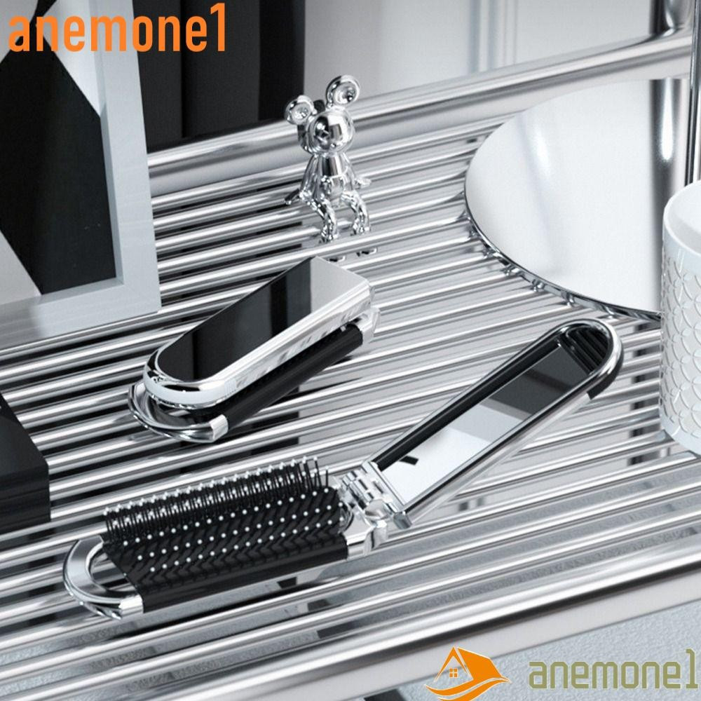ANEMONE1 Pente De Cabelo Dobrável , Mini Conjunto De Espelho De 2 Em 1 Com Laço , Bolso , Escova Fofa Para Airbag