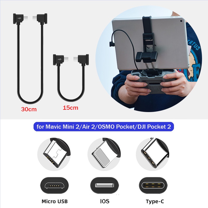 Para Dji Air 3S/Neo/Mavic 3 pro/3 2S/Mini 2/4/Cabo De Dados Controle De Drone Conector De Tablet Pocket 2 IOS Tipo-C Ada