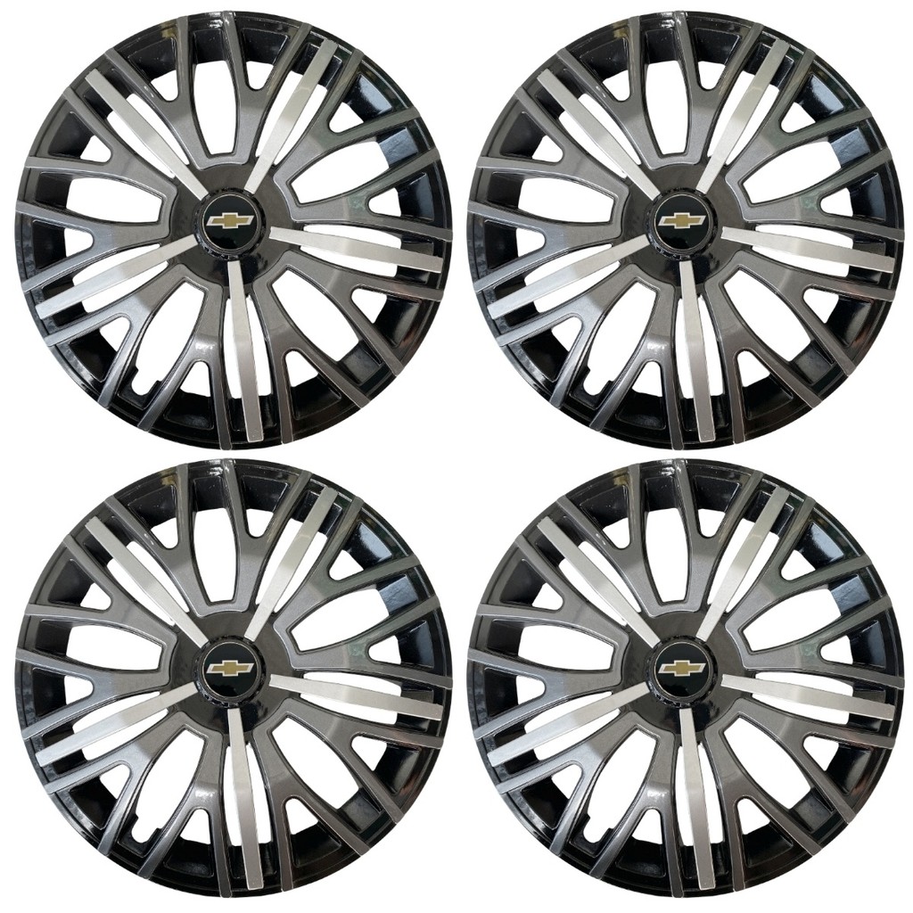 Jogo Calota Triton 14 Preto Gft Prata Onix 2014 2015 2019