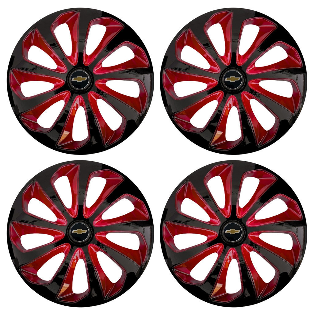 Jogo Calota Velox 14 Preto Vermelho Onix 2014 2015 2019