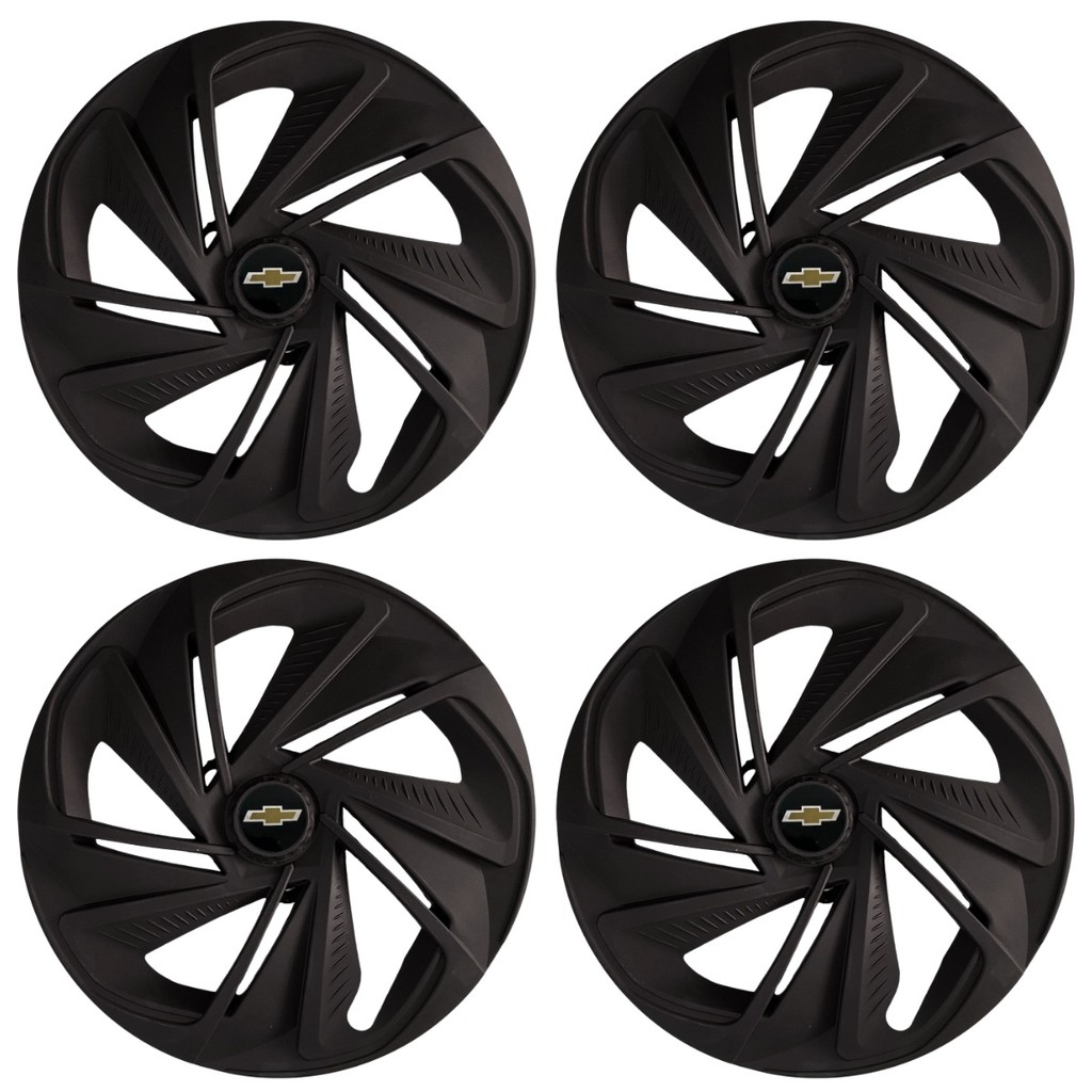 Jogo Calota Nitro 14 Preto Fosco Onix 2014 2015 2019