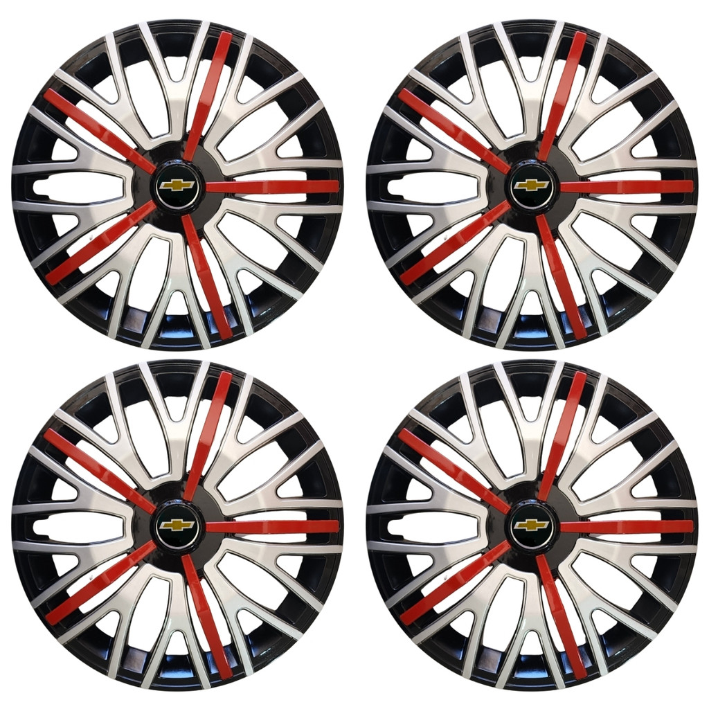 Jogo Calota Triton 14 Preto Pta Vermelho Onix 2014 2015 2019