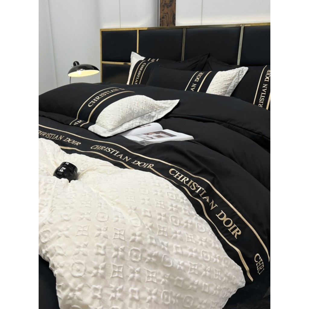 Luz de luxo High-End sentimento 2026 novo estilo algodão lavado conjunto de quatro peças preto meninos colcha capa algod