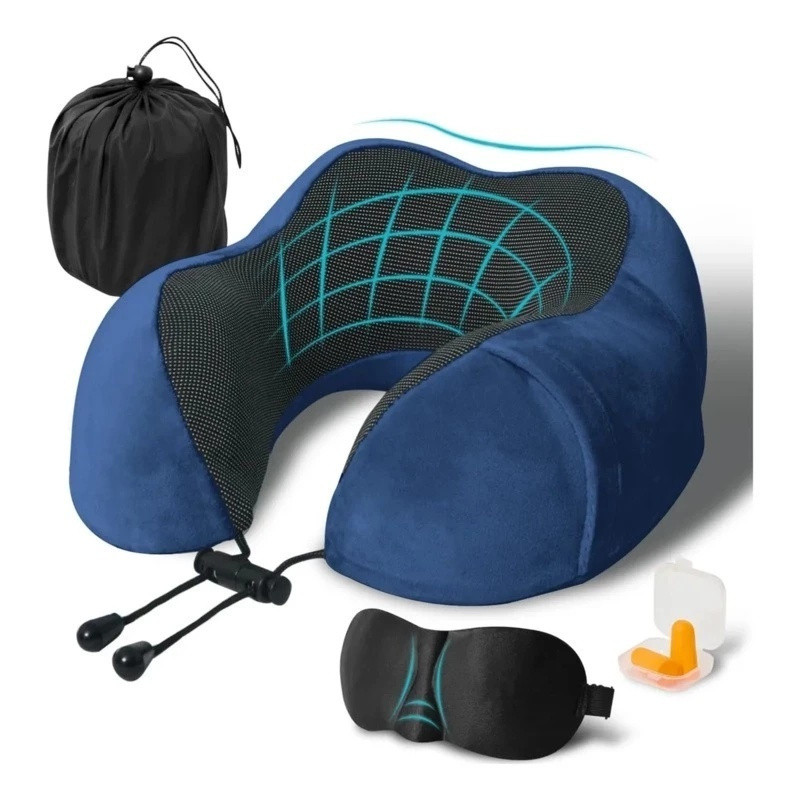 Travel Kit Pillow Memory Foam Cushion and Eye Mask Ear Protector Neck With And Earplug Comfortable For Rest Immediate Sh