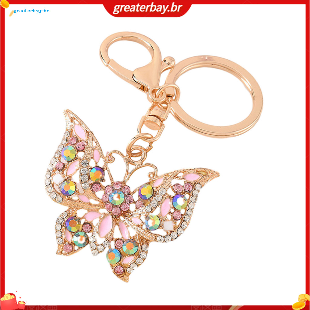 Sparkly Rhinestone Butterfly Keychain with Elegant Enamel Charm and Durable Keyring – Perfect Gift for Women Girls Sty