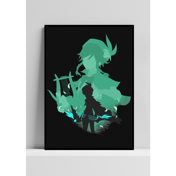 Quadro de mdf poster moldura Anime, Mangá,  Jogo, videogame, genshin impact, Venti