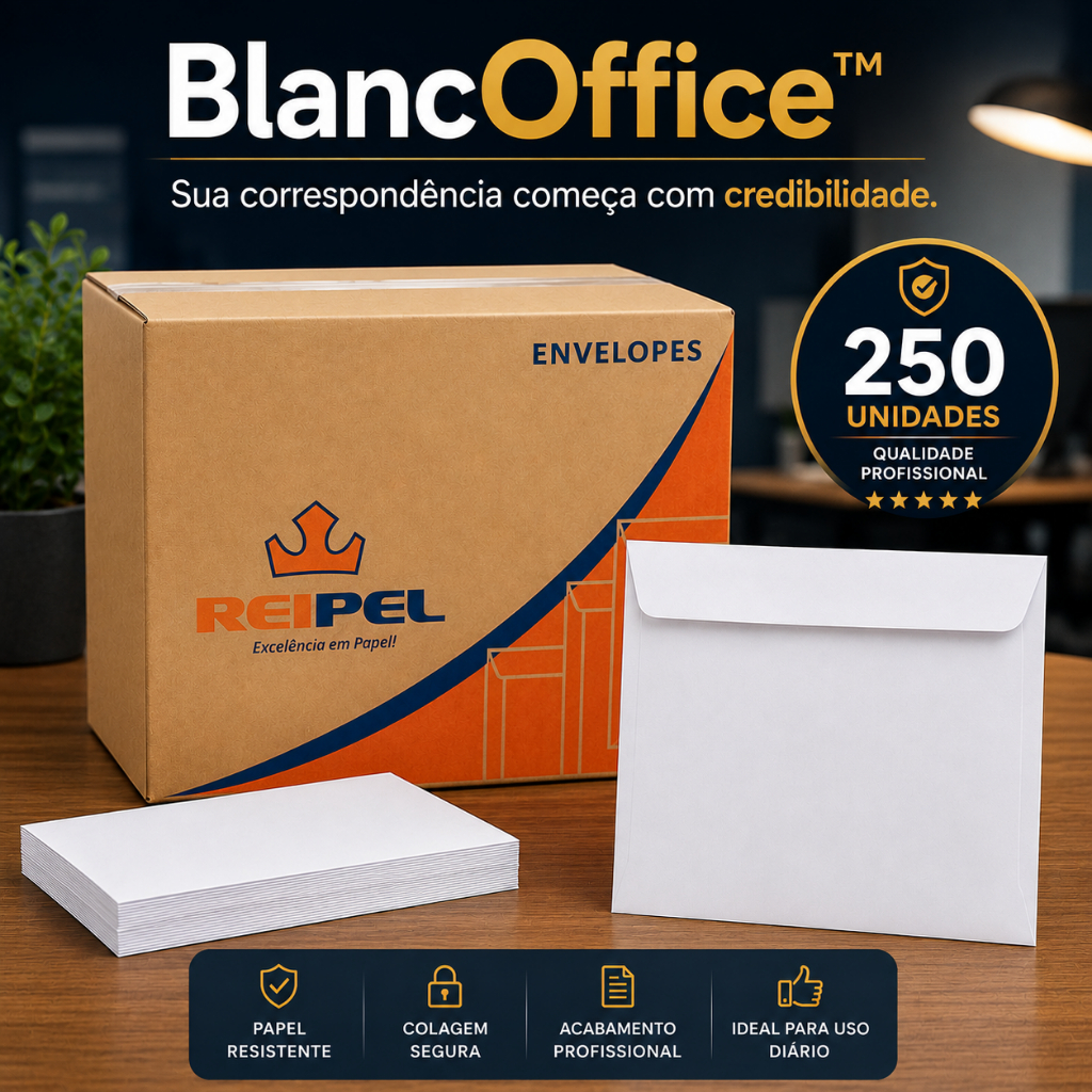 Caixa Envelopes Resistente Branco Tamanho Grande 260x360 Kit 250 Unidades