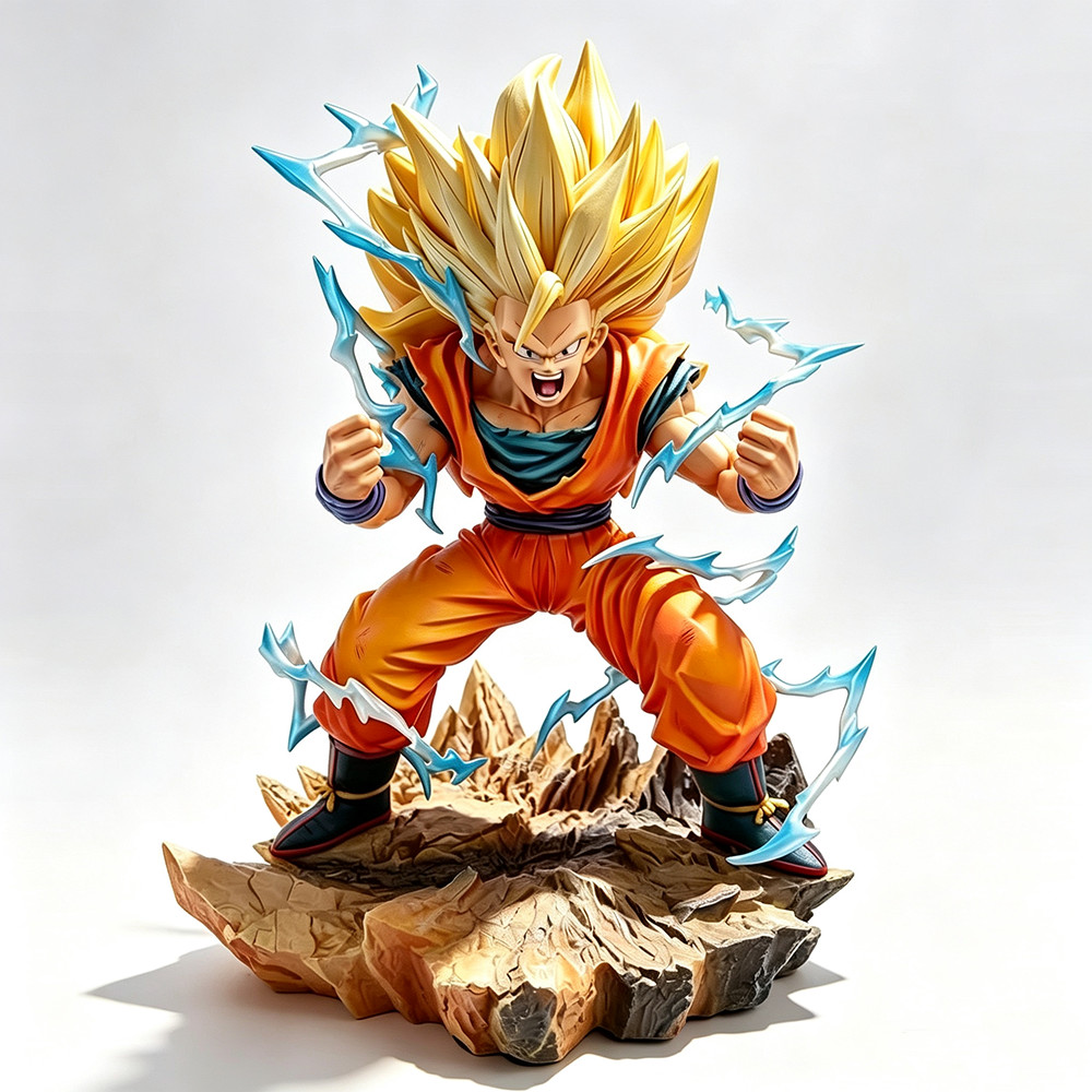 Dragon Ball Z Powered-up Super Saiyan 3 Goku Figura Estátua Modelo Com Base