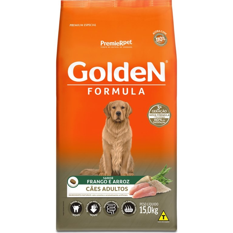 RAÇÃO GOLDEN FORMULA CÃES ADULTOS FRANGO E ARROZ 15KG
