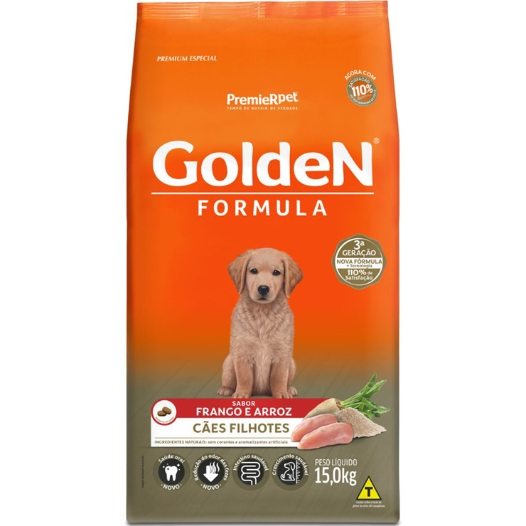 RAÇÃO GOLDEN FORMULA CÃES FILHOTES FRANGO E ARROZ 15KG