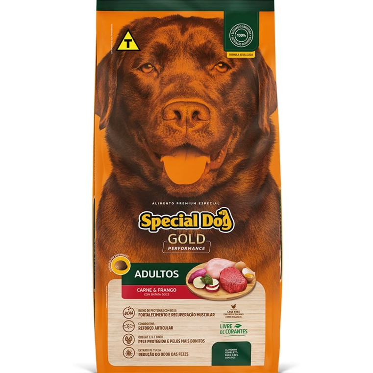 RAÇÃO SPECIAL DOG GOLD PERFORMANCE CÃES ADULTOS CARNE E FRANGO 15KG