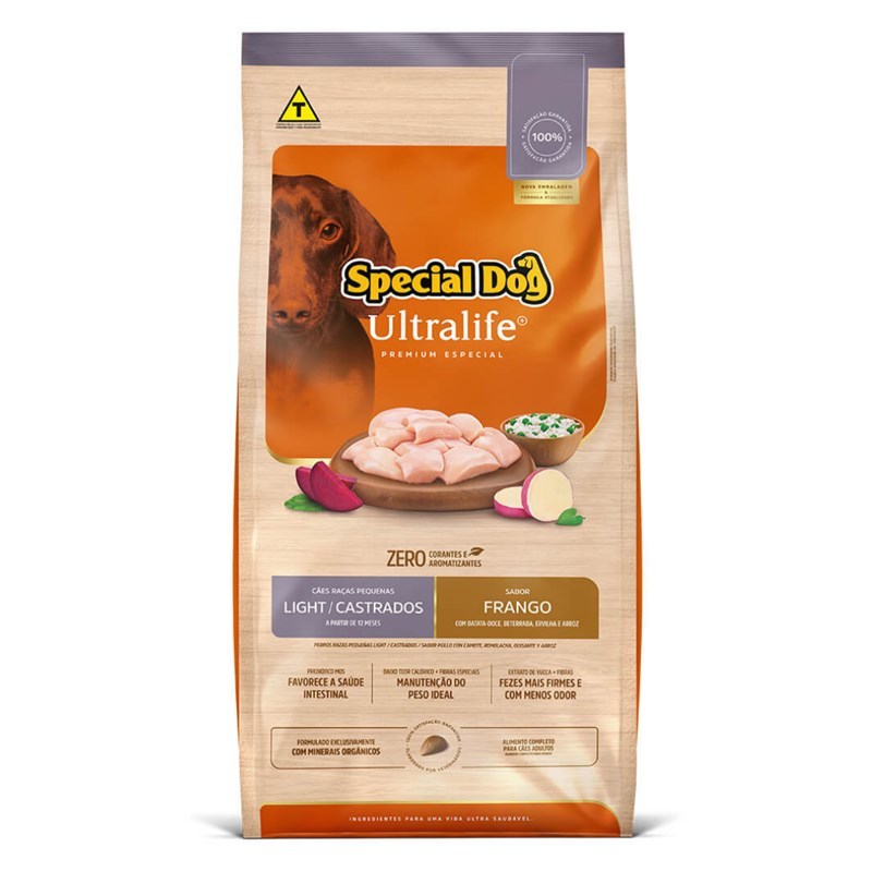 RAÇÃO SPECIAL DOG ULTRALIFE LIGHT CÃES CASTRADOS PORTE PEQUENO FRANGO 15KG