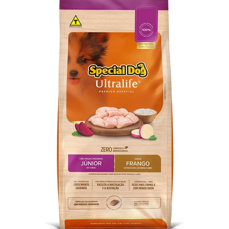 RAÇÃO SPECIAL DOG ULTRALIFE JUNIOR CÃES FILHOTES PORTE PEQUENO FRANGO 15KG