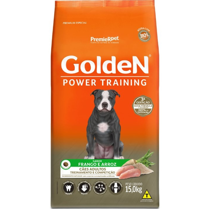 RAÇÃO GOLDEN POWER TRAINING CÃES ADULTOS FRANGO E ARROZ 15KG