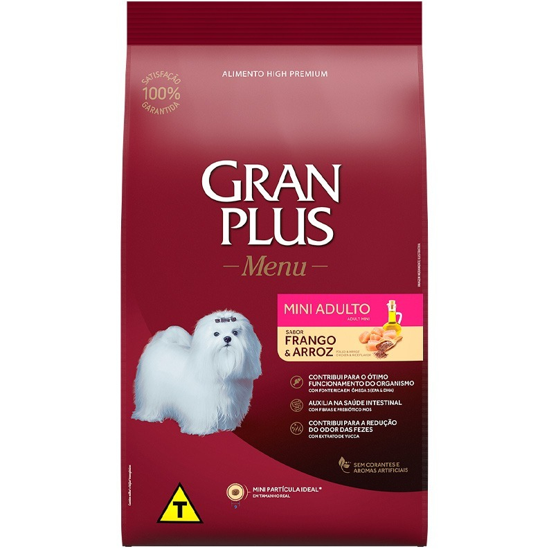 RAÇÃO GRANPLUS MENU CÃES ADULTOS MINI FRANGO E ARROZ 15KG