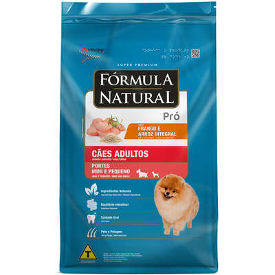 RAÇÃO FÓRMULA NATURAL PRÓ CÃES ADULTOS PORTE MINI E PEQUENO FRANGO E ARROZ INTEGRAL 15KG