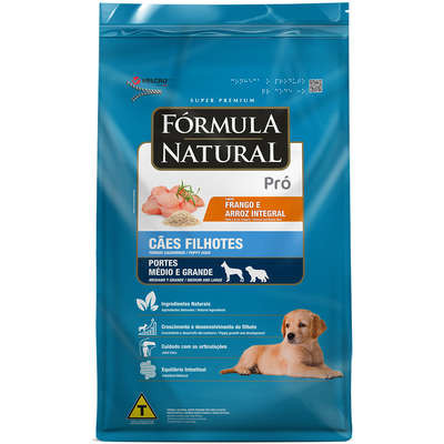 RAÇÃO FÓRMULA NATURAL PRÓ CÃES FILHOTES PORTE MÉDIO E GRANDE FRANGO E ARROZ INTEGRAL 15KG