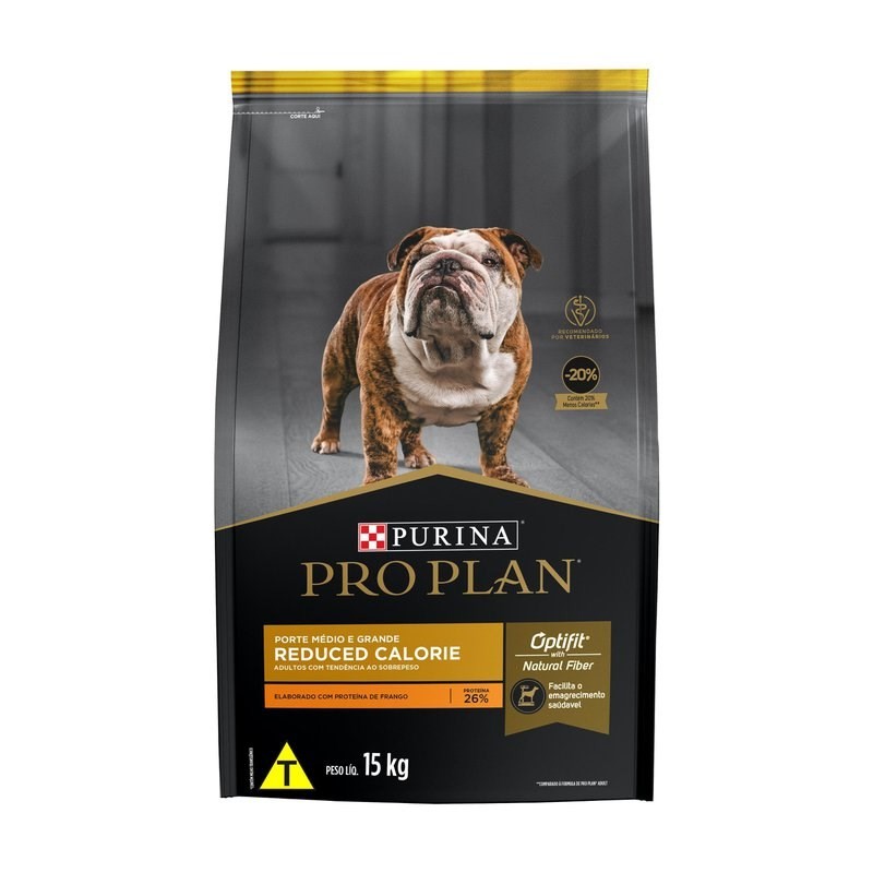 RAÇÃO PRO PLAN REDUCED CALORIE CÃES ADULTOS MÉDIOS E GRANDES FRANGO 15KG