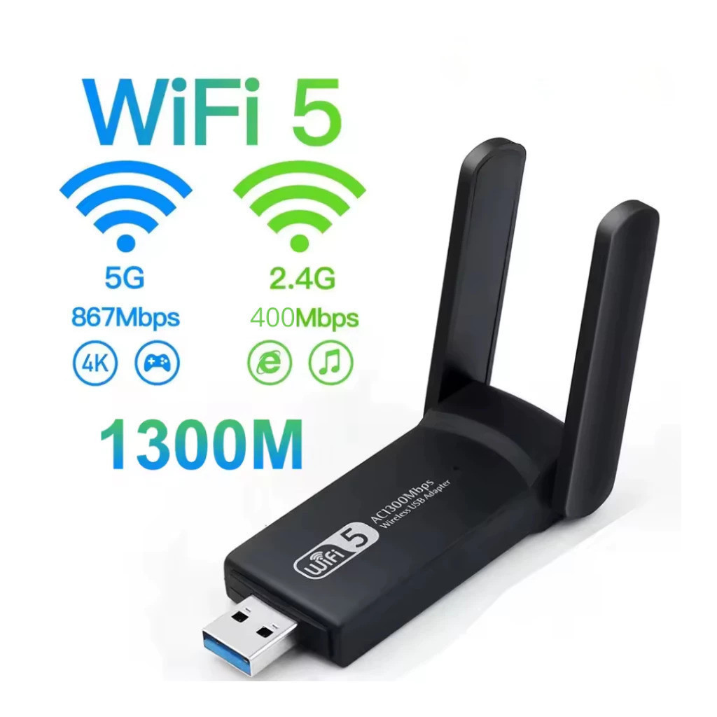 Adaptador Usb Wifi Wireless Dual Band Ac1300 5ghz e 2.4ghz 1300mbps Duas Antenas Externas SMART