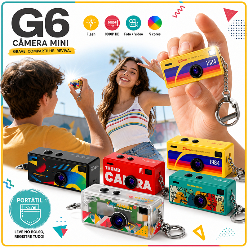 G6 Mini Retro Thumb Keychain Camera 1080P HD 0,96 'Inch Digital Camcorder TF Cartão Suporte Gravador de Vídeo com Lanter