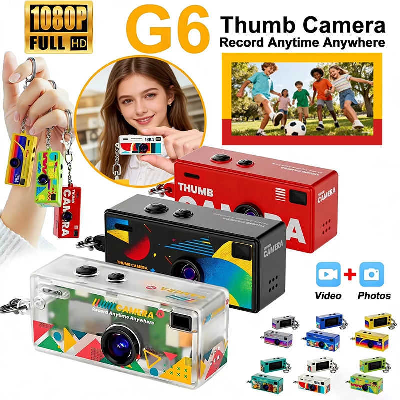 G6 Pro Retro Mini Chaveiro Câmera De Polegar 1080P HD Gravador Flash Embutido Foco Automático 130 ° Portátil Com Tela LC