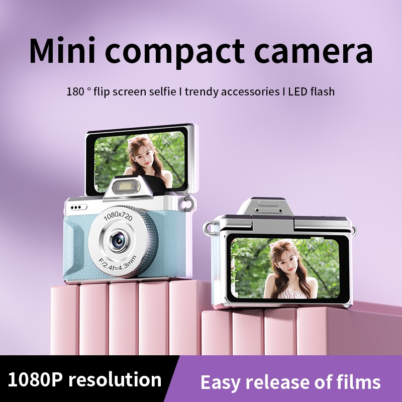 Mini Câmera Digital 1080P HD Retro 1.47 Polegada Tela Flip Portátil Crianças Com Luz De Preenchimento Multifiltros Para