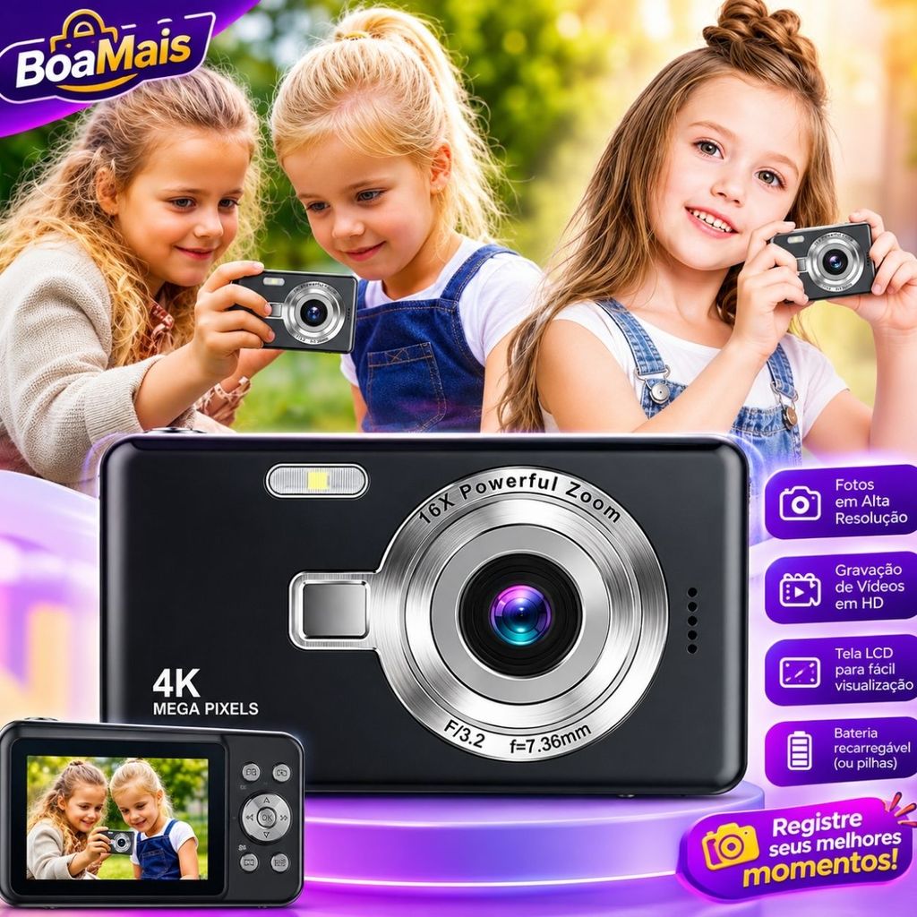 4K CCD Câmera Digital Mini Retro Viagem Selfie De 44MP HD 1080p Tem De Estudante Retrô HD Estilo zoom 16X