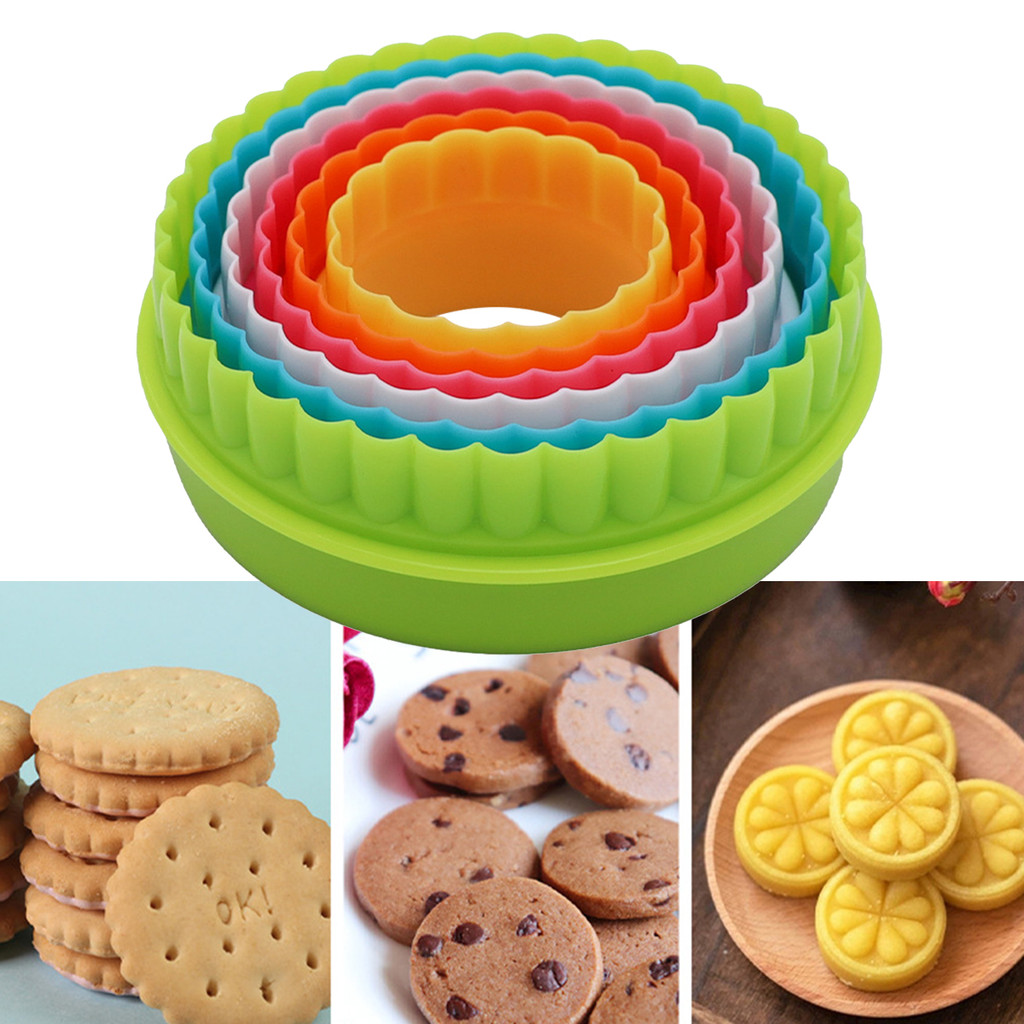 [unilayan] 6 Peças De Plástico De Qualidade Alimentar Para Cupcake Redondo E Formato De Flor Cortador De Biscoitos Molde