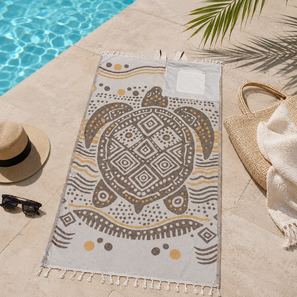 [unilayan] 1 Peça Moda 2 Em 1 Toalha E Mochila Conversível De Praia Vestível De Secagem Rápida Grande Com Bolso Interno