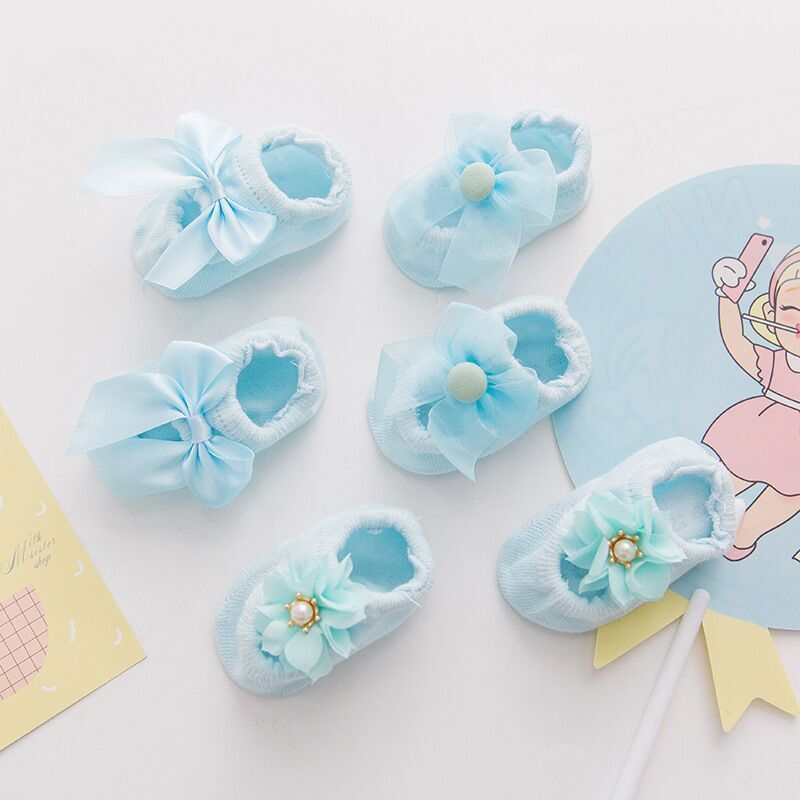 3 Par Primavera Recém-Nascido Bowknot Bebê Menina Meia Flor Rendas Roupas Acessórios Fita De Verão Crianças Chinelo