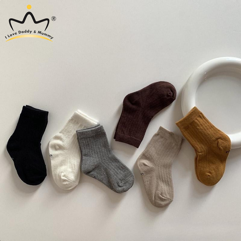 Meias Para Bebês Primavera Meninos Meninas Recém-Nascidos Cor Sólida De Algodão Macio Quentes Lisas 0-5 Anos